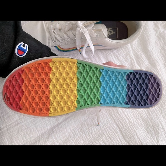 EXCLUSIVE RAINBOW VANS | White Okd Skool Vans - Picture 2 of 3